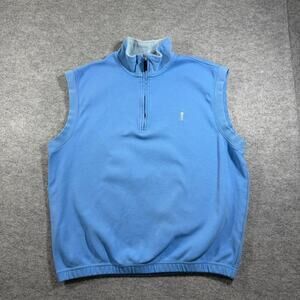 Payne Stewart Golf Vest Mens M Light Blue Quarter Zip Mock Neck Sleeveless